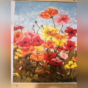 PBN Unframed Paint By Number Picture Poppyseed Field 21.5" x 16"